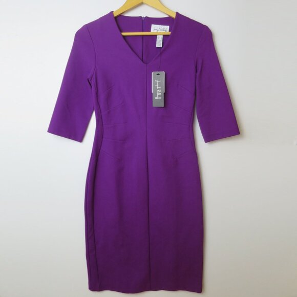 Joseph Ribkoff Ponte Sheath Dress in Wild Orchid Size 4 - Picture 1 of 7
